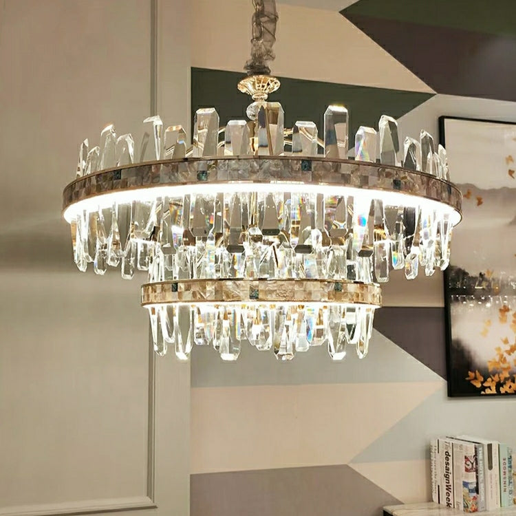 Affordable Round K9 Crystal Chandelier Lighting for Living Room Modern Rectangle Pendant Lamp for Dining Table