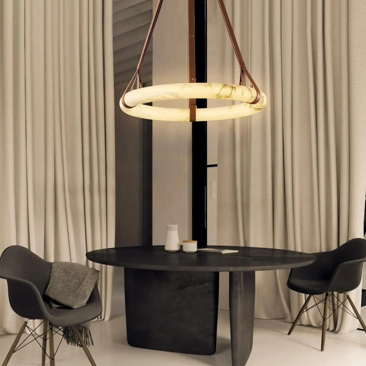 Modern Round Alabaster Chandelier for Living Room / bedroom