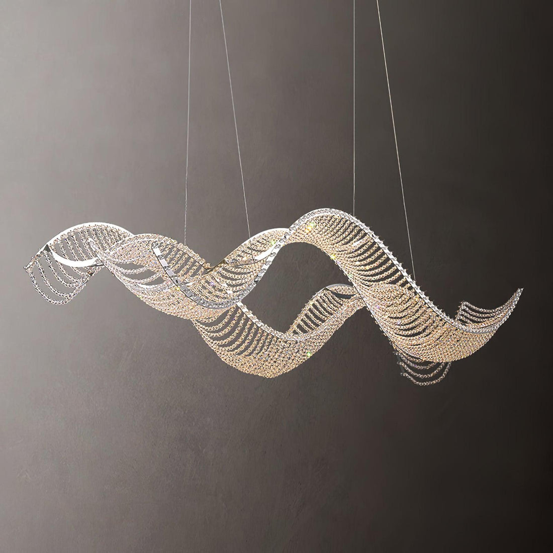 Modern Wavy Crystal Chandelier for Dining Room / kitchen Island