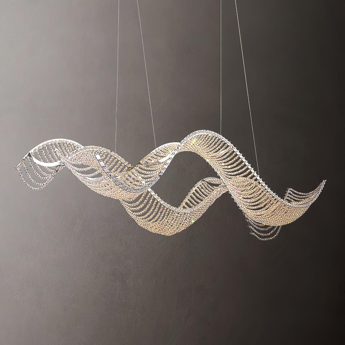 Modern Wavy Crystal Chandelier for Dining Room / kitchen Island