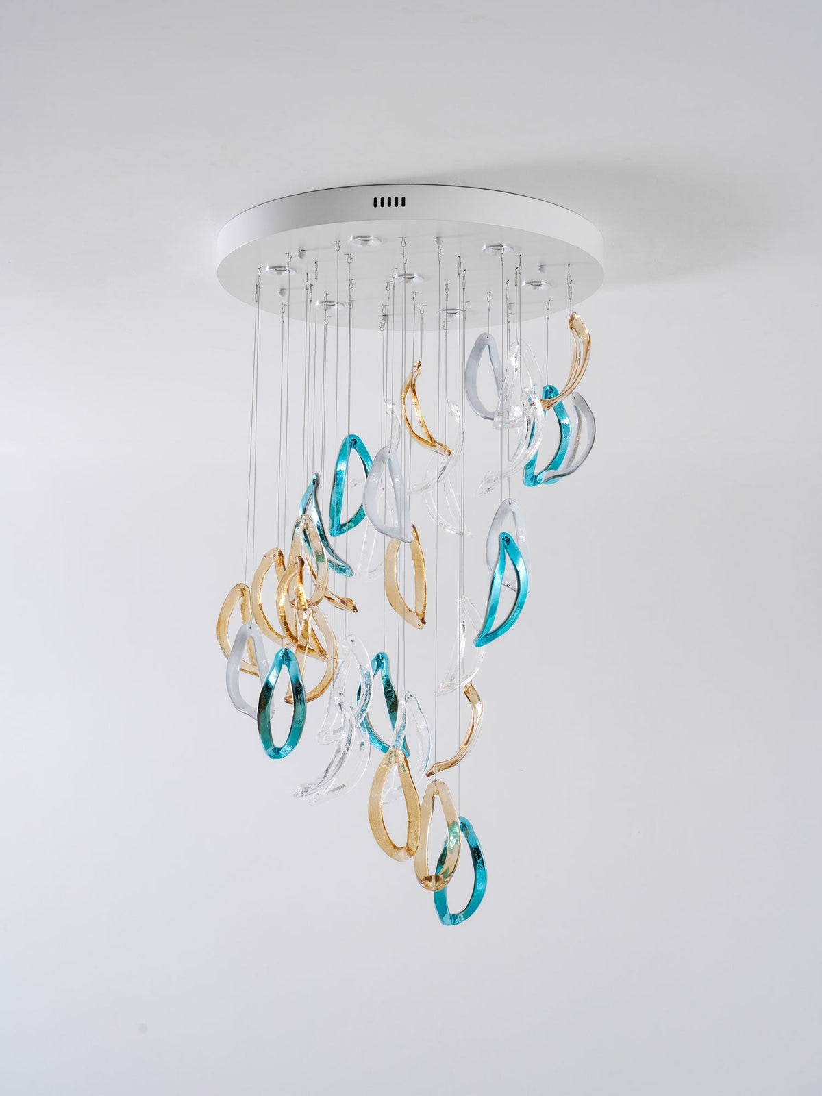 Galaxy Aqua Ripple Glass Meteor Shower Crystal Spiral Chandelier