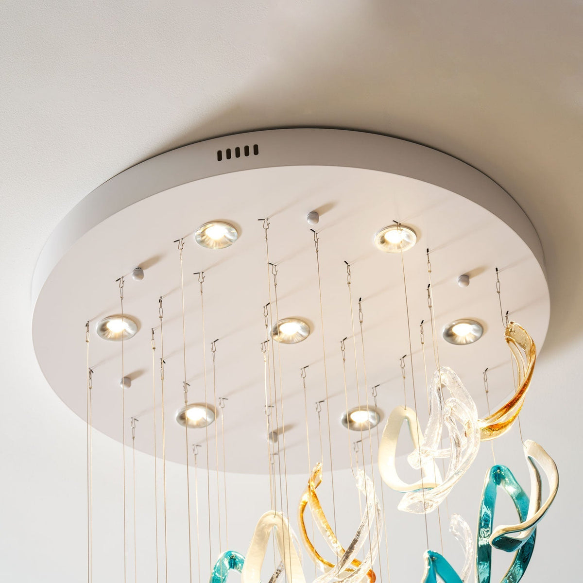 Galaxy Aqua Ripple Glass Meteor Shower Crystal Spiral Chandelier