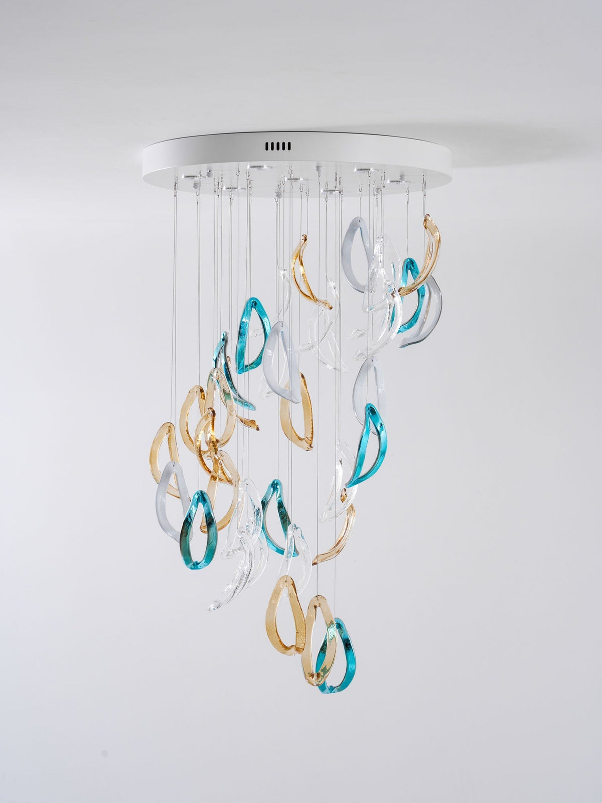 Galaxy Aqua Ripple Glass Meteor Shower Crystal Spiral Chandelier