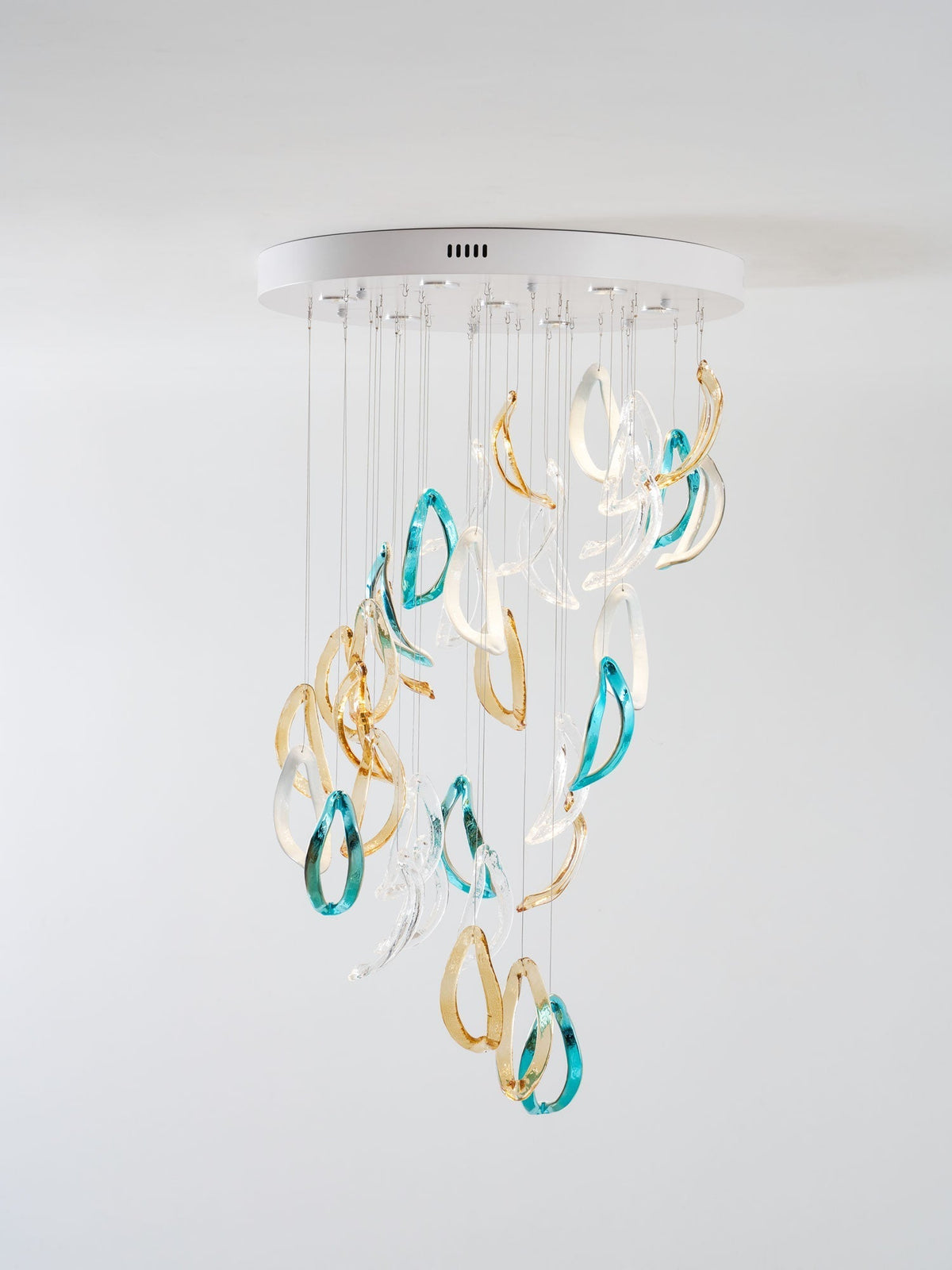 Galaxy Aqua Ripple Glass Meteor Shower Crystal Spiral Chandelier