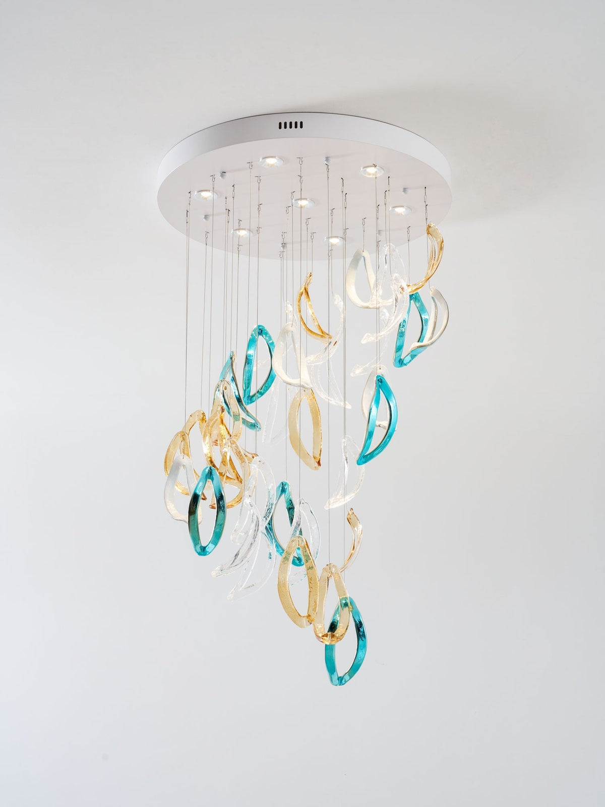 Galaxy Aqua Ripple Glass Meteor Shower Crystal Spiral Chandelier
