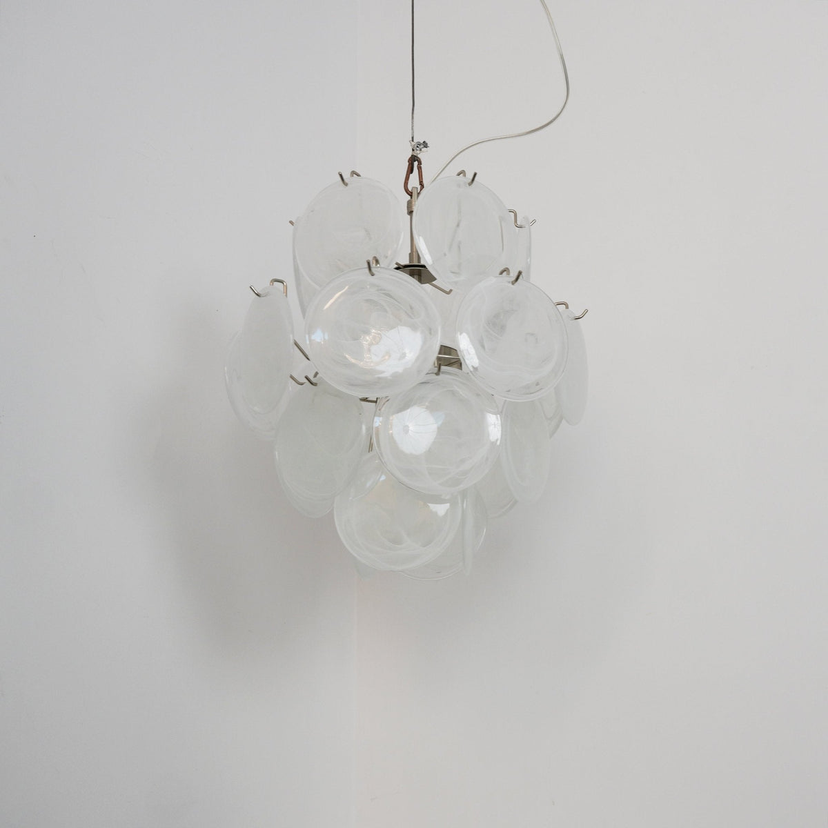 Aqua White Glass Murano Chandelier