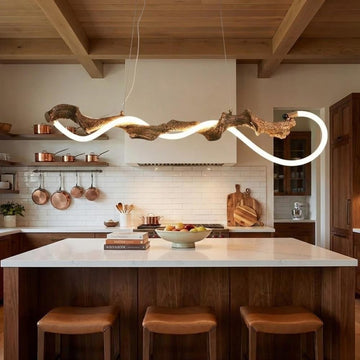 Sculpted Branch Wood-Look Linear Chandelier
