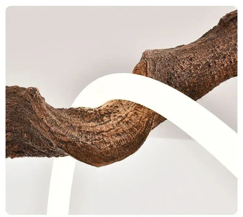Sculpted Branch Wood-Look Linear Chandelier