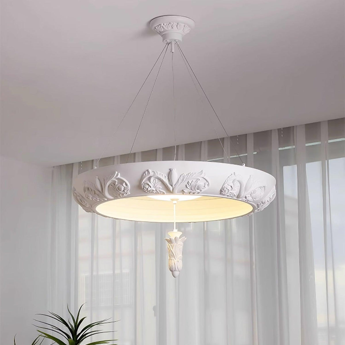 Artistic Carved Plaster Chandelier