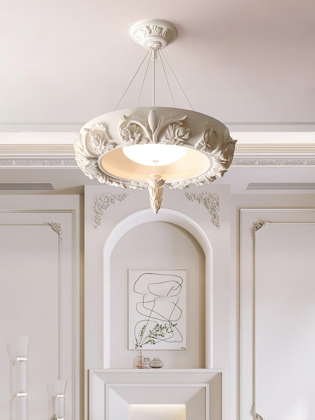 Artistic Carved Plaster Chandelier