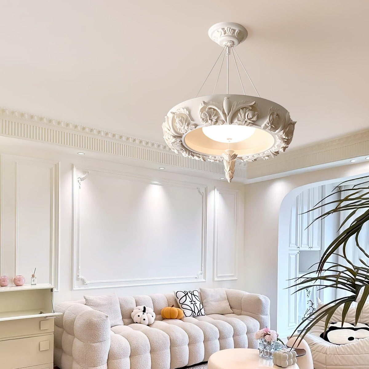 Artistic Carved Plaster Chandelier