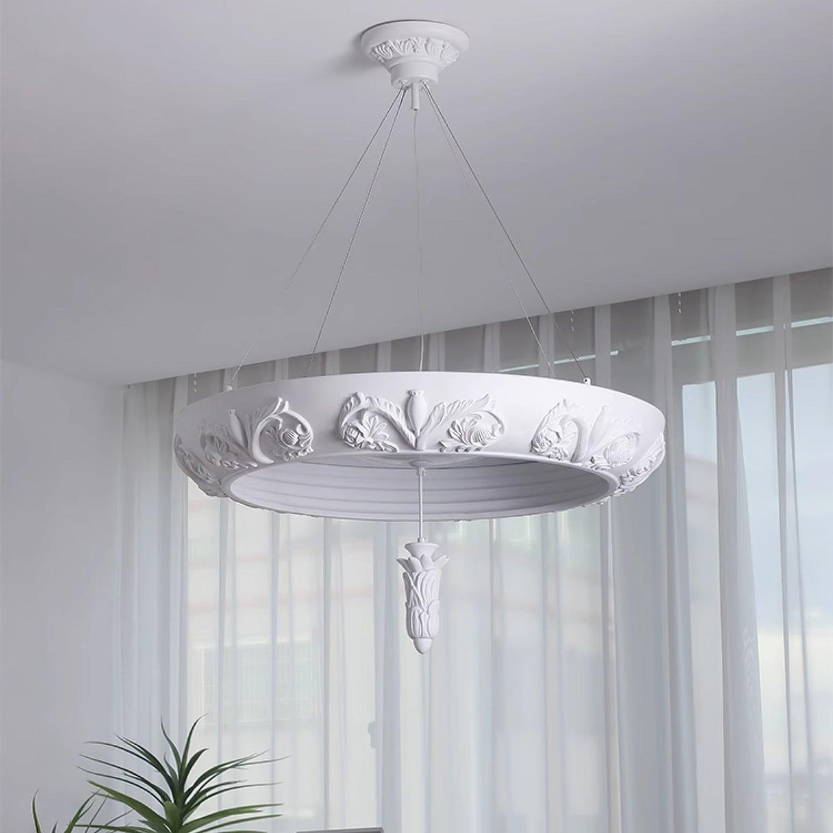 Artistic Carved Plaster Chandelier