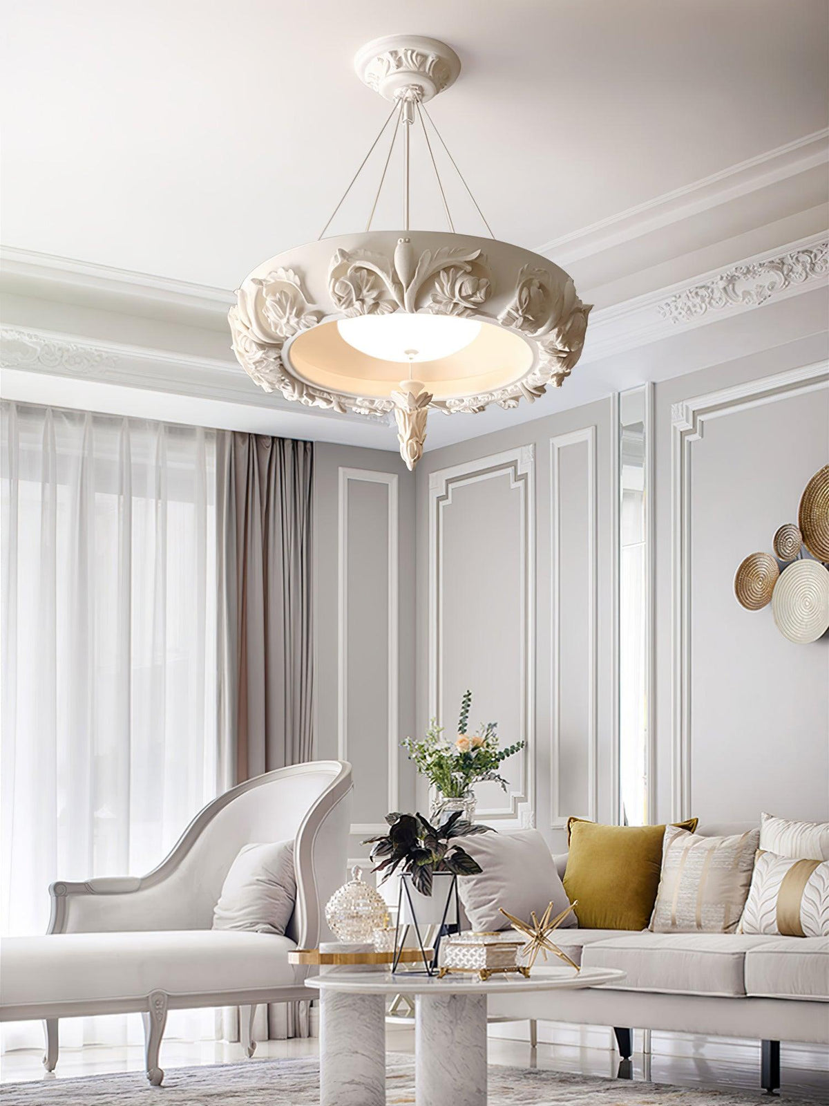 Artistic Carved Plaster Chandelier