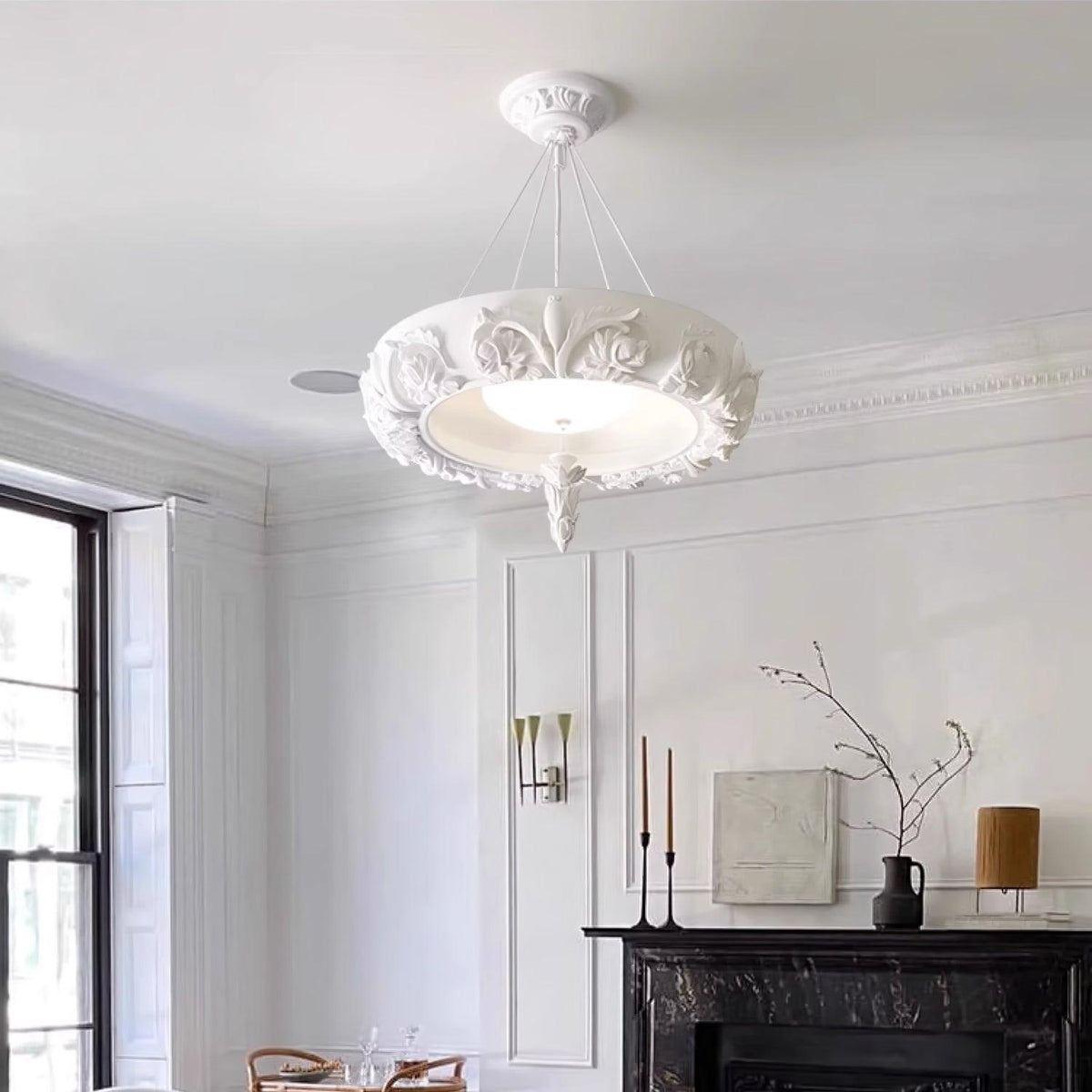 Artistic Carved Plaster Chandelier