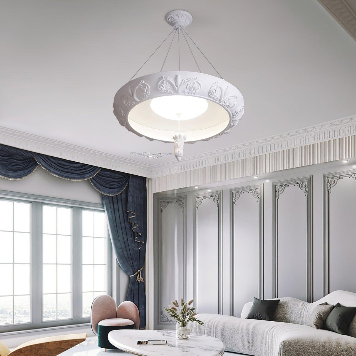 Artistic Carved Plaster Chandelier