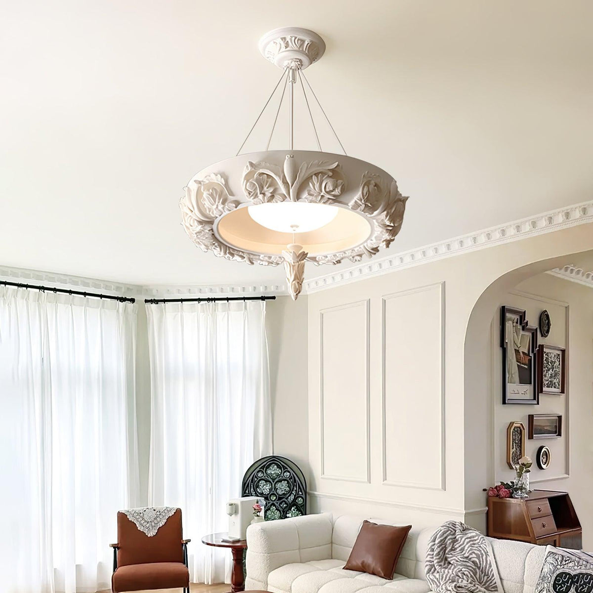Artistic Carved Plaster Chandelier