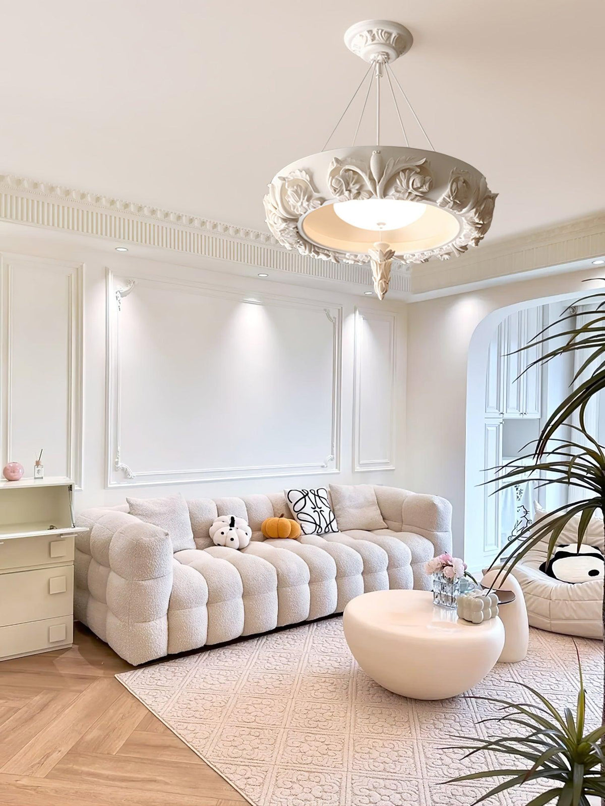 Artistic Carved Plaster Chandelier