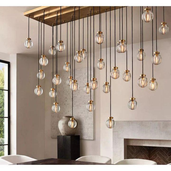Pearls Spherical Modern Rectangular Chandelier 54”