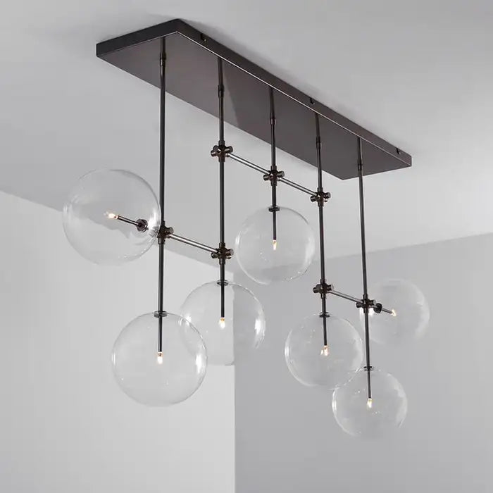 Nordic Clear Sphere Glass Chandelier in Black / gold Finish for Dinning Room / kitchen Island