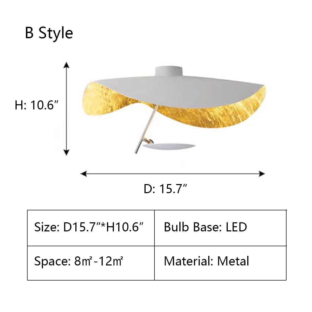 Modern Art Hat-Shaped Gold Leaf Metal Pendant Chandelier for Living and Dining Room