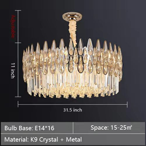 Modern Round / rectangular Raindrop Crystal Chandelier for Low-Ceiling