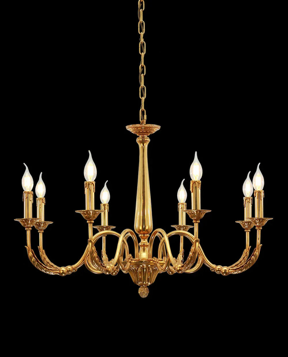 8 Lights Baroque Style Small French Chandelier Antique Brass Chandelier for Bedroom