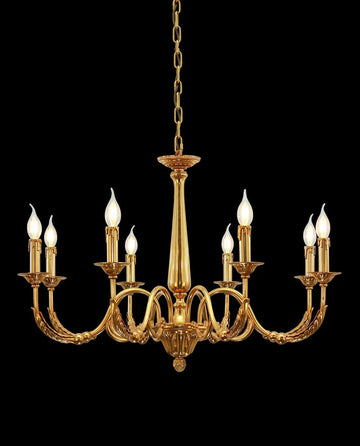 8 Lights Baroque Style Small French Chandelier Antique Brass Chandelier for Bedroom