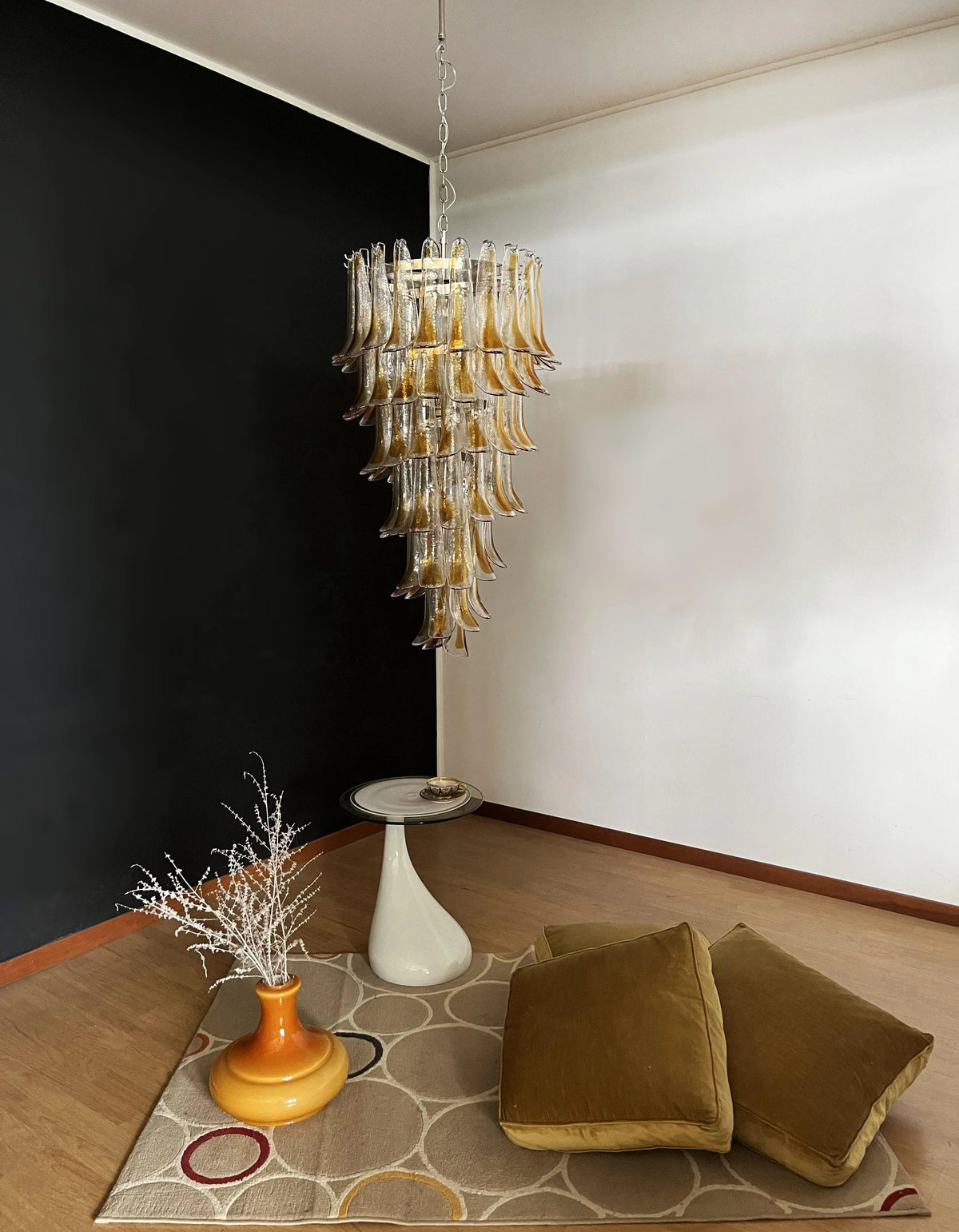 Petals Spiral Murano Transparent Chandelier