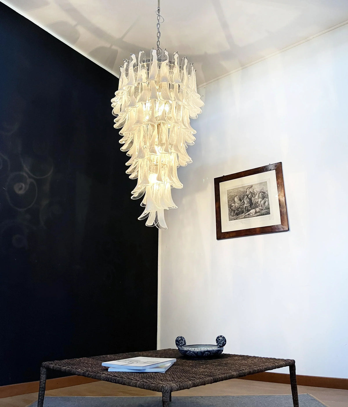 Petals Spiral Murano Transparent Chandelier