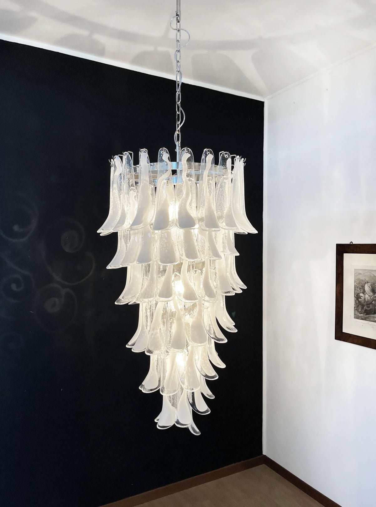 Petals Spiral Murano Transparent Chandelier
