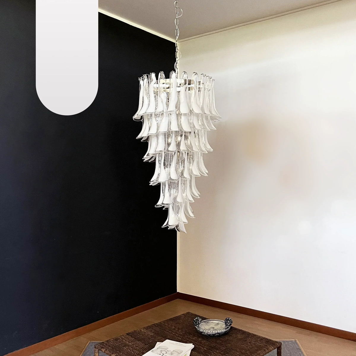 Petals Spiral Murano Transparent Chandelier