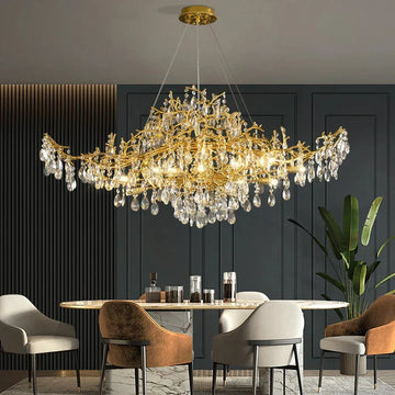 Brastia Gold Crystal Linear Branch Chandelier
