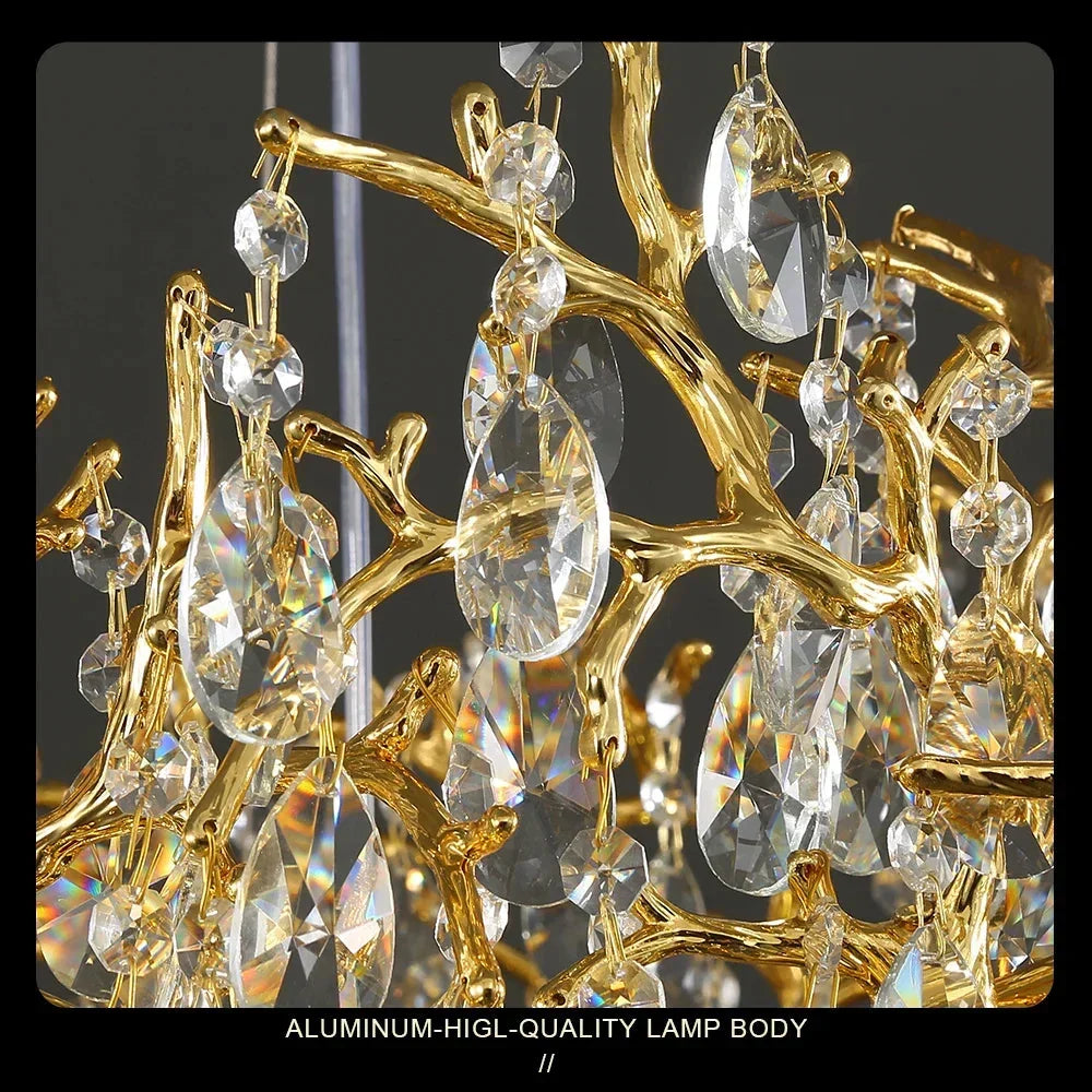 Brastia Gold Crystal Linear Branch Chandelier