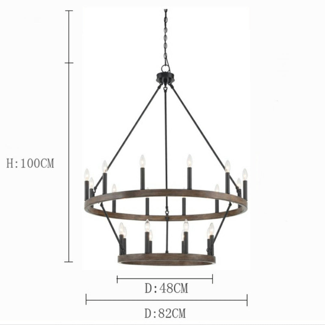Black / Brass Dust Wagon Wheel Chandelier Candle Style Farmhouse Vintage Ceiling Light for Living Room