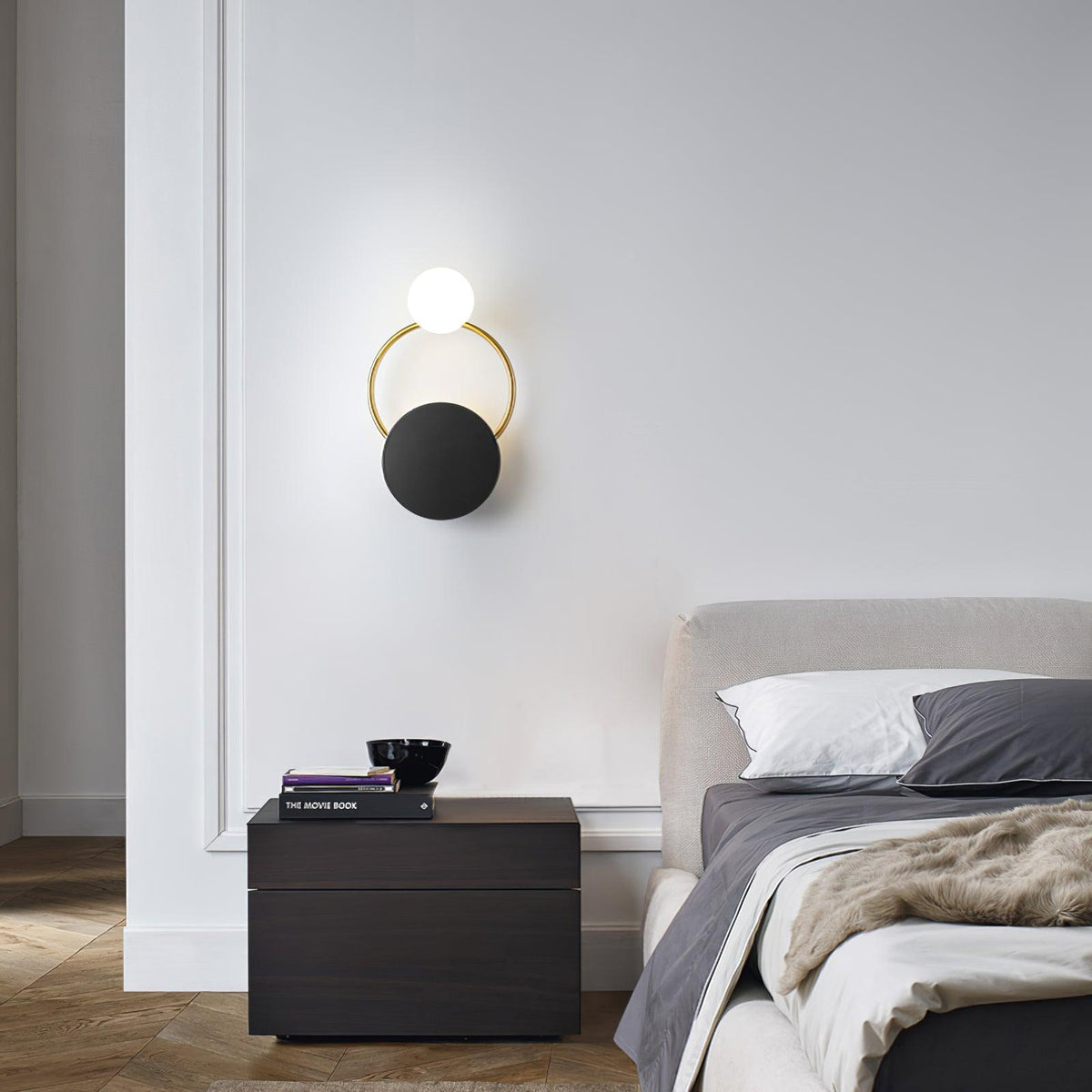 Black Circular Rings Wall Lamp