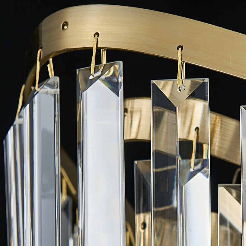 Boat Shaped LED Crystal Chandelier Oval Ceiling Light for Living / Dining Room Table in Brass Finish