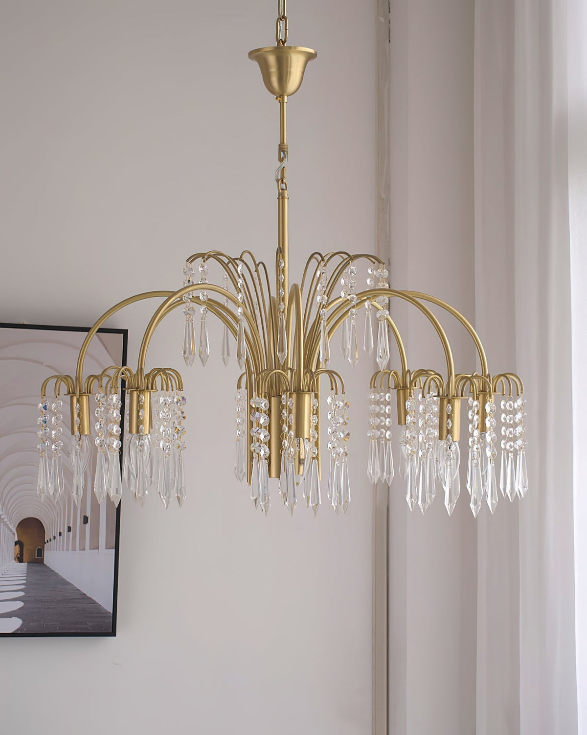 Brass Candle Crystal Chandelier