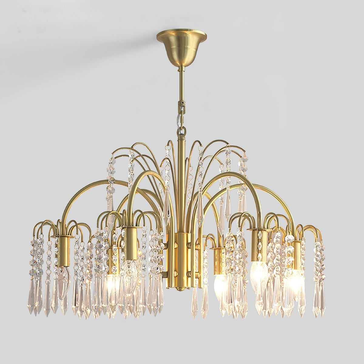 Brass Candle Crystal Chandelier