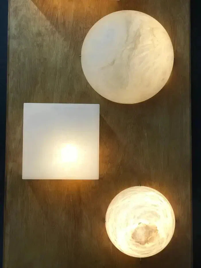 Large 'moon 4' Alabaster Wall or Ceiling Lamp Flush Mount