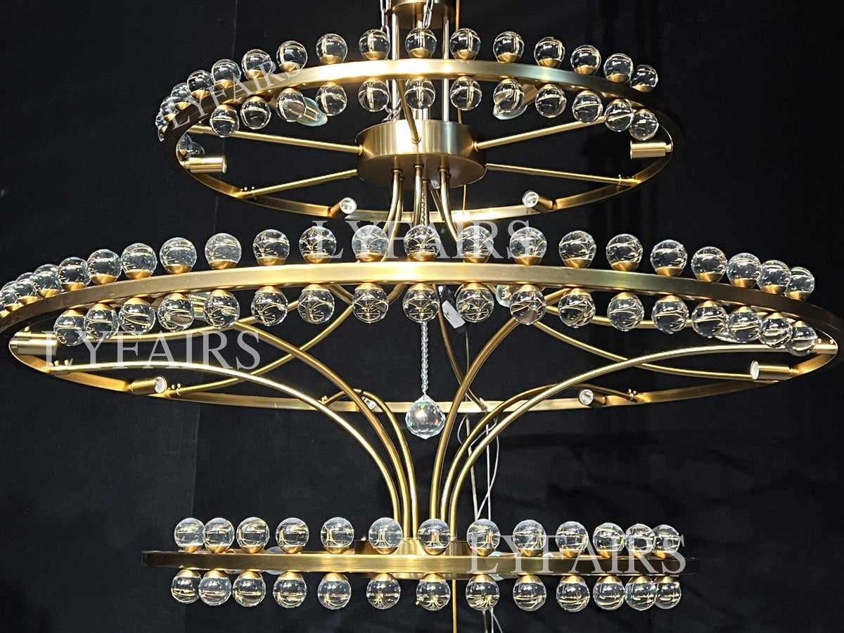 Modern 2 / 3 Ring Glass Ball Chandelier for Low-Ceiling