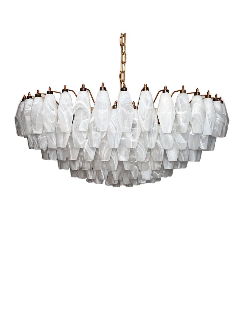 Murano Chandelier – Poliedri – 185 Glass – White Alabaster