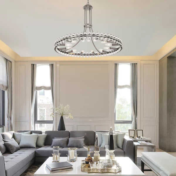 Modern 1-Ring Crystal Chandelier for Low-Ceiling