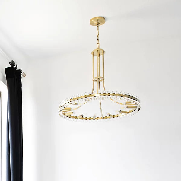 Modern 1-Ring Crystal Chandelier for Low-Ceiling