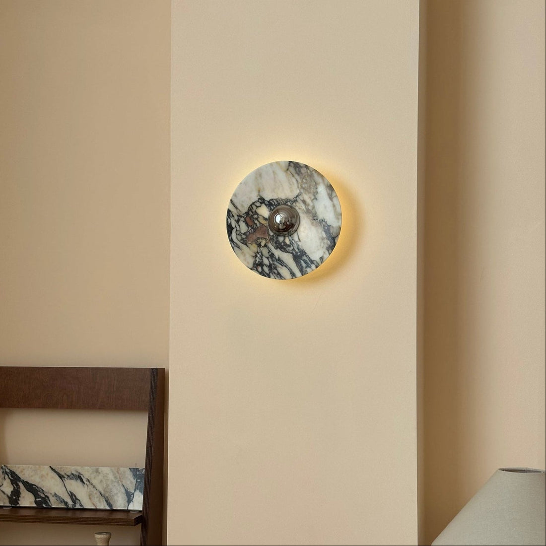 Calacatta Round Marble Wall Sconce