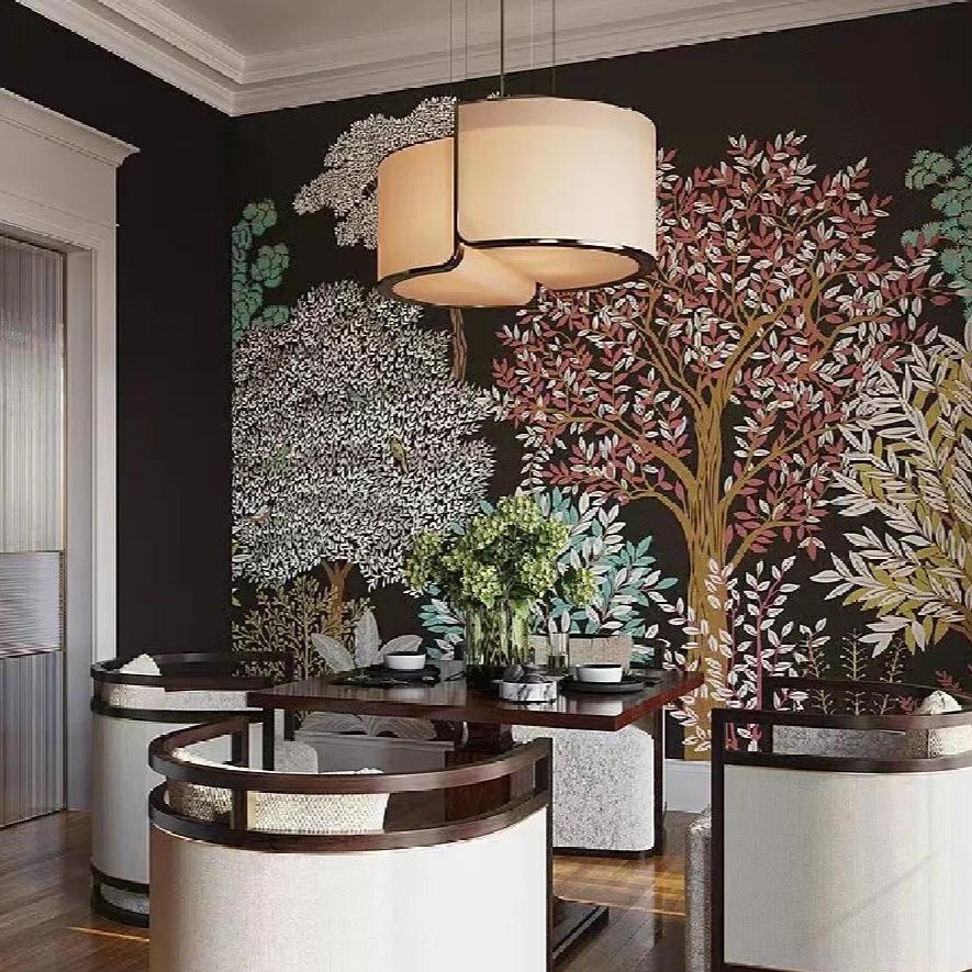 Minimalist Round Slub Cloth Chandelier for Low-Ceiling