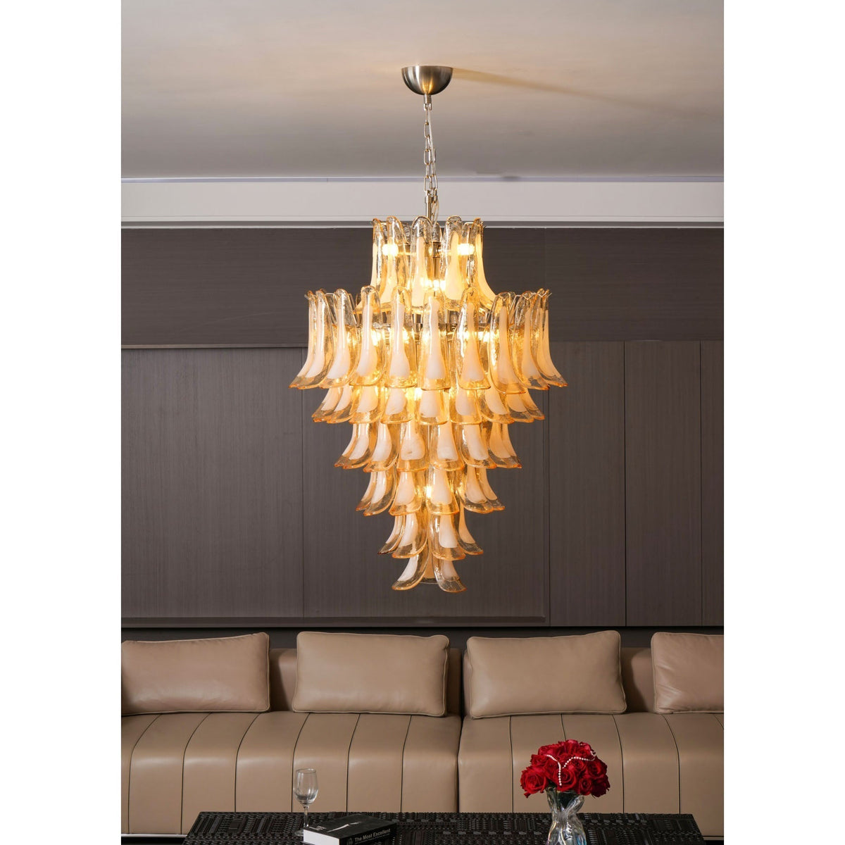 Yellow Murano Glass Petals Chandelier