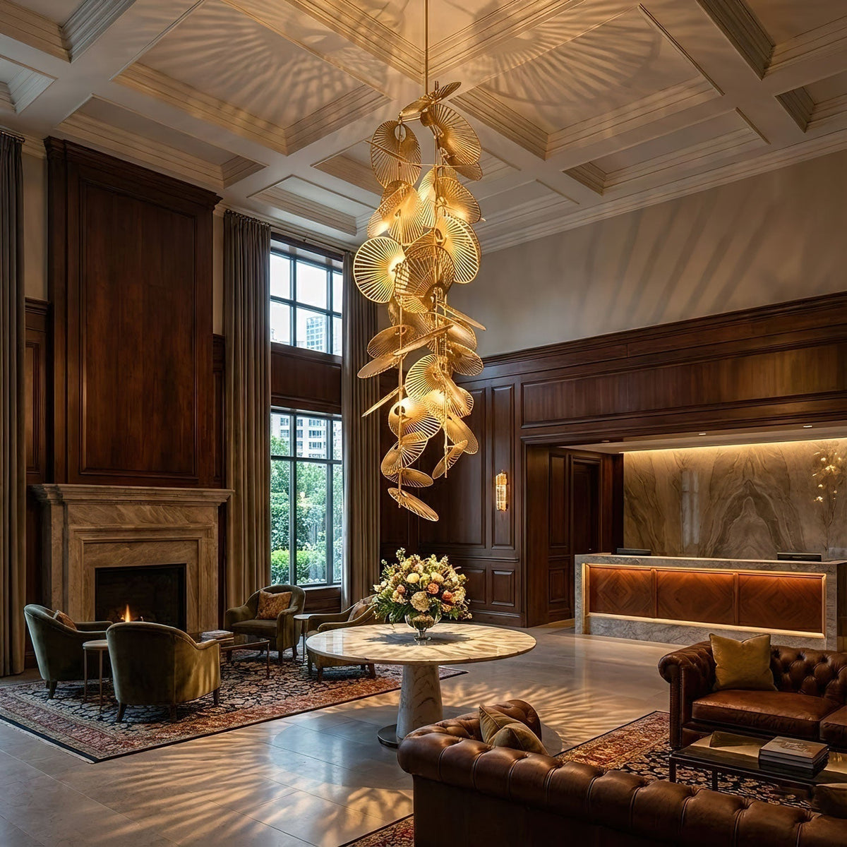 Cattail Leaf Meteor Shower Spiral Chandelier