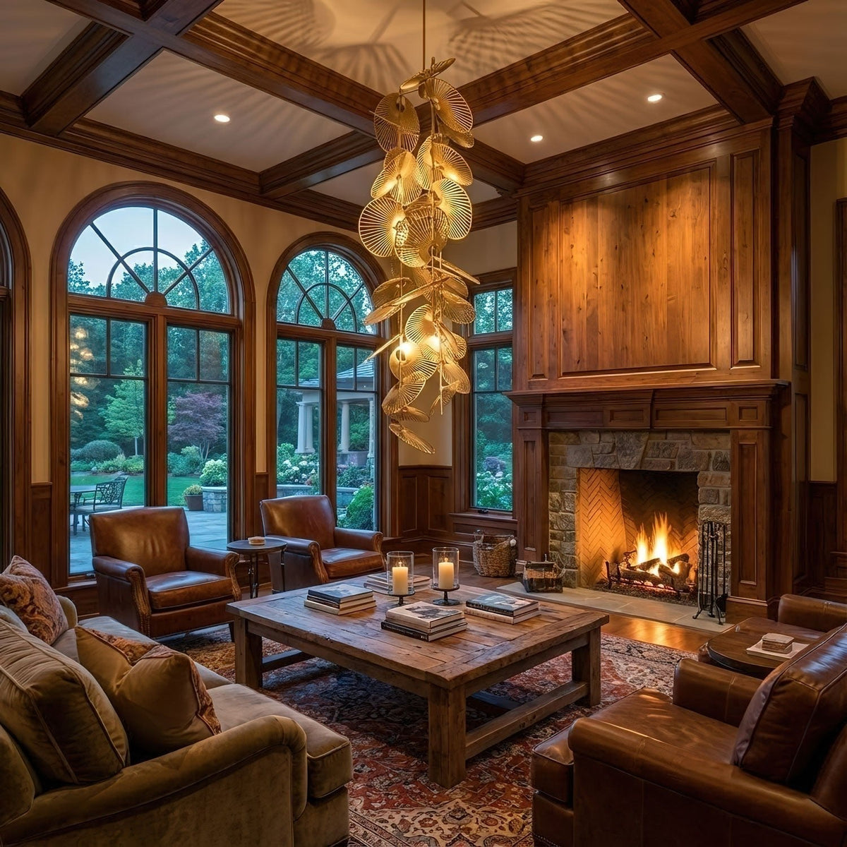 Cattail Leaf Meteor Shower Spiral Chandelier