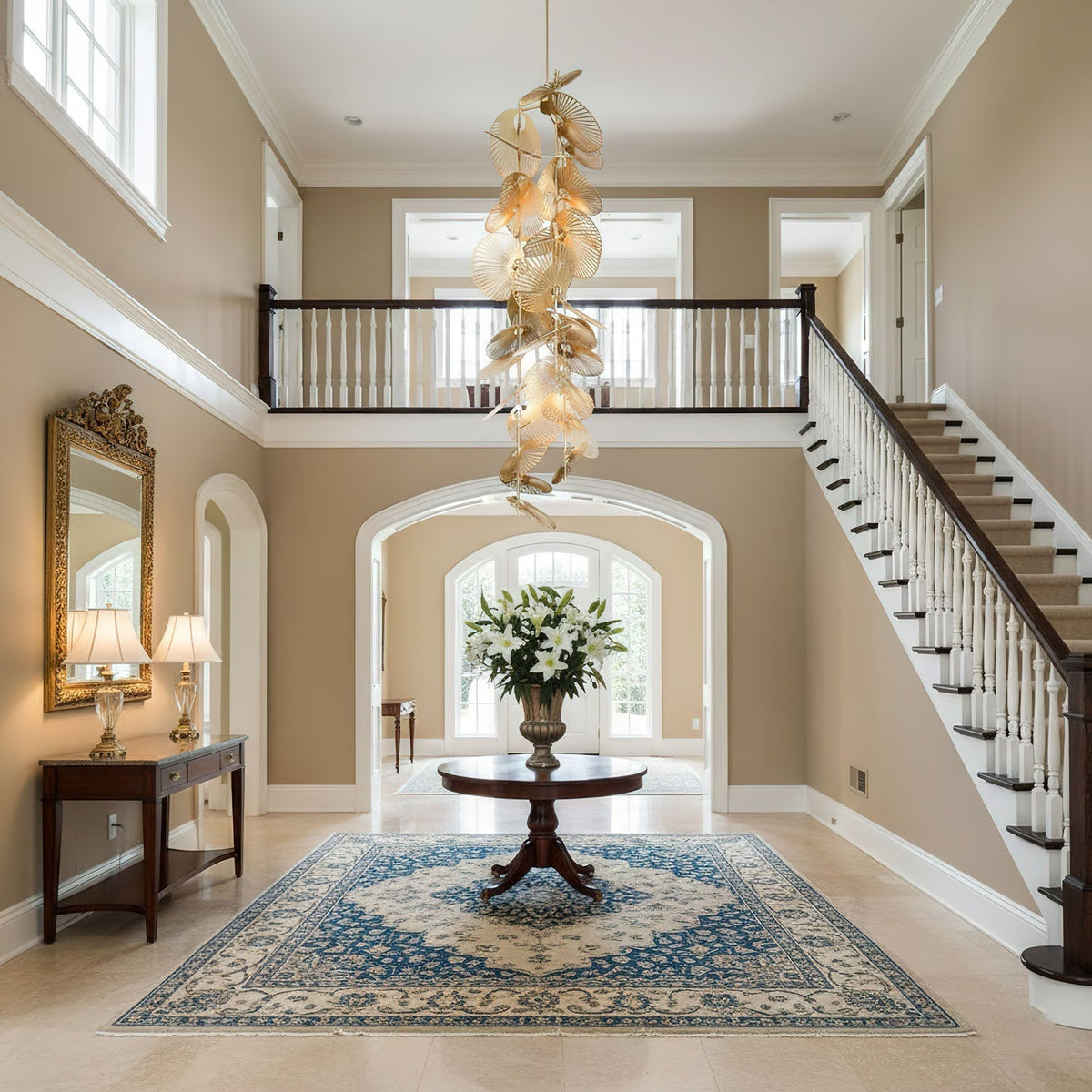 Cattail Leaf Meteor Shower Spiral Chandelier