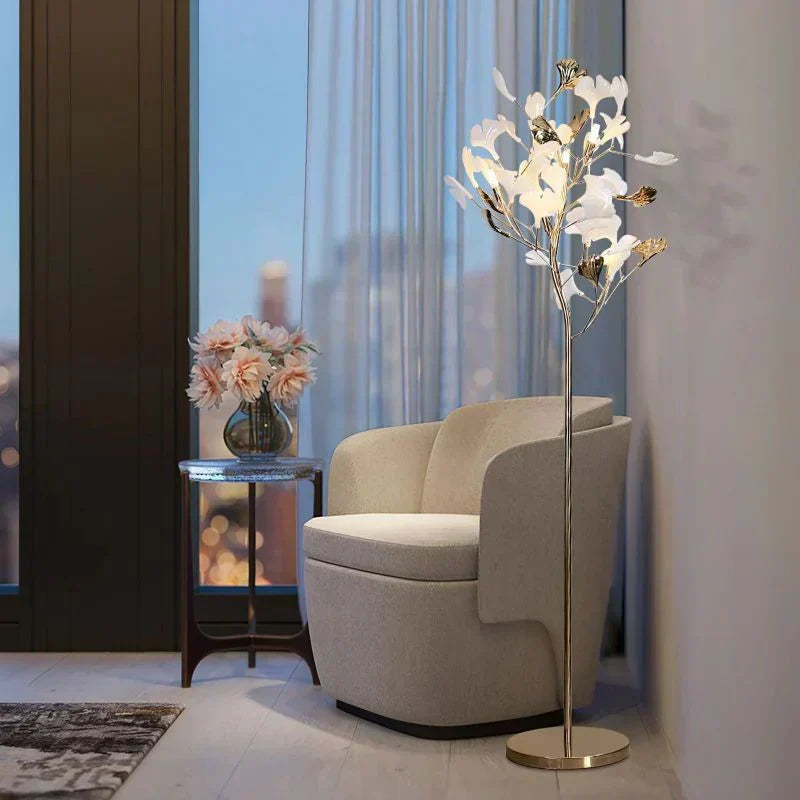 Ceramic Ginkgo Leaf Floor Lamp
